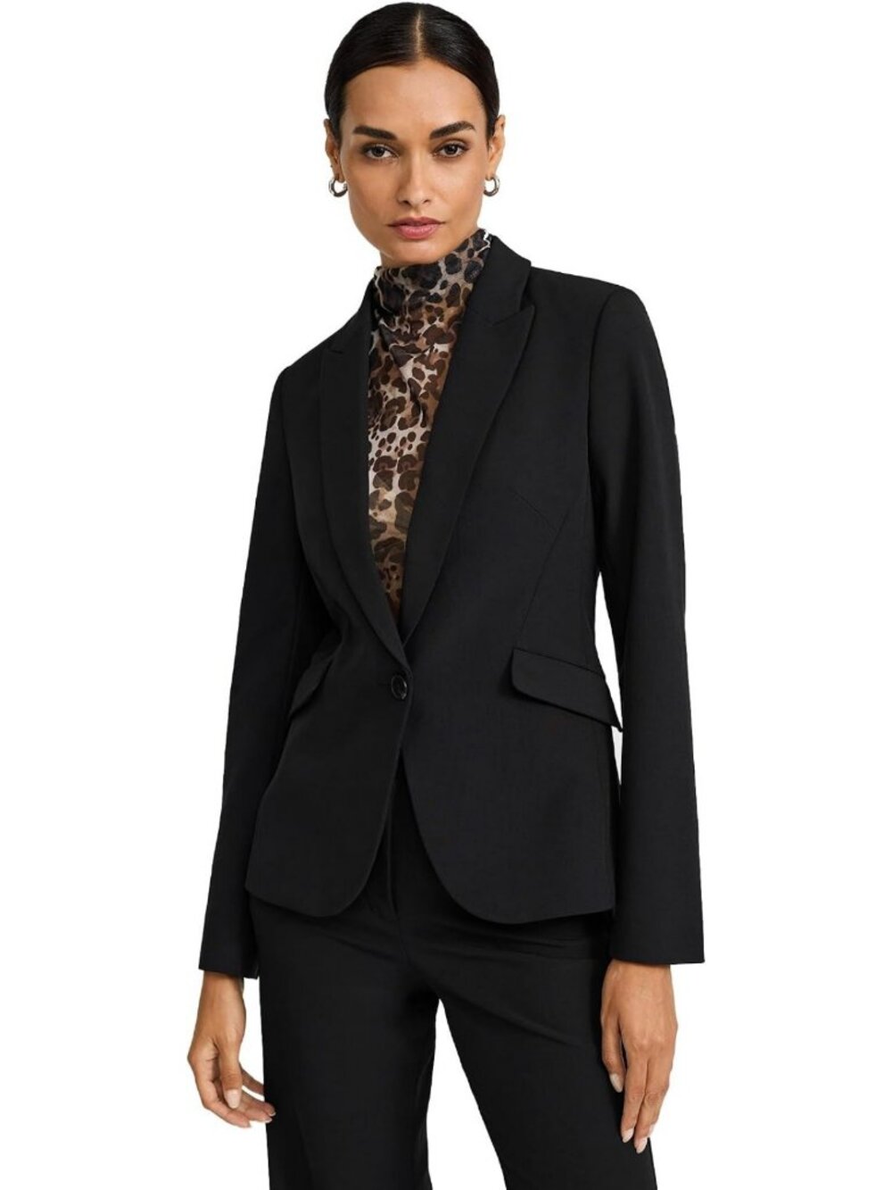 Stylish Women's Fitted One Button Blazer - Studio Stretch Twill, Perfect for